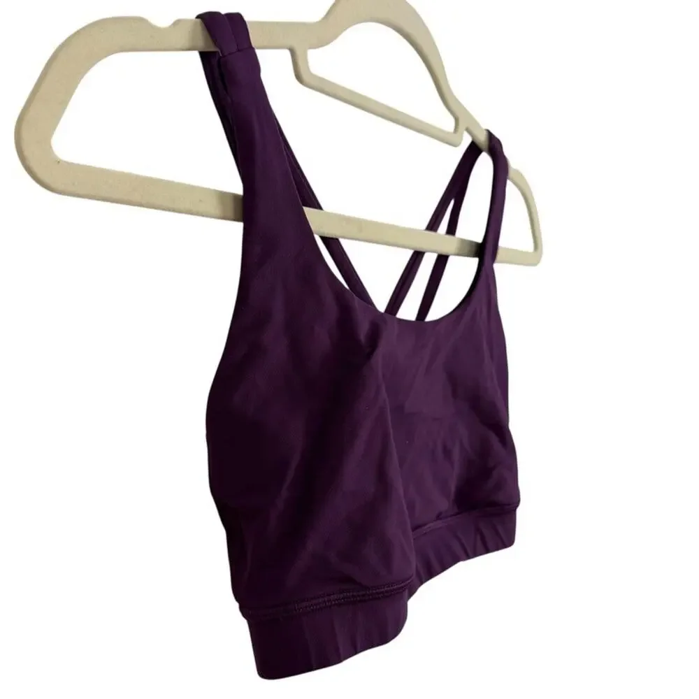 Lululemon Purple Sports Bra Womens Workout Gym Strappy Criss Cross Back Top sz 6